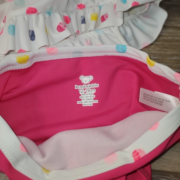 Baby's Koala Kids 2pc. polka dot hot pink and white swimsuit. Multi color 12-18m - Picture 9 of 9